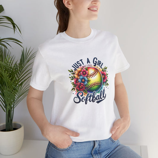 Just a girl that loves Softball floral mom shirt