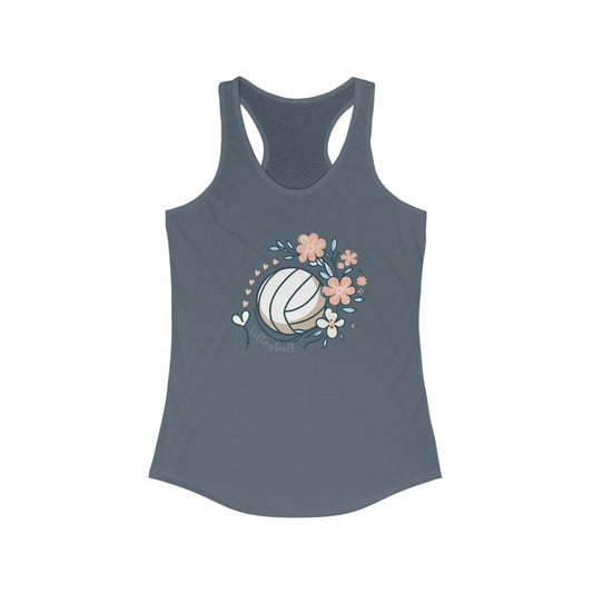 Custom Volleyball Flowers and hearts Women's Ideal Racerback Tank