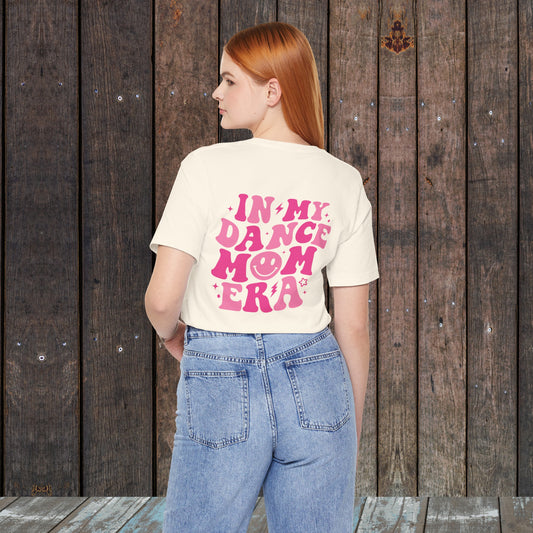 In my Dance mom era retro wavy Pink with happy face mom shirt