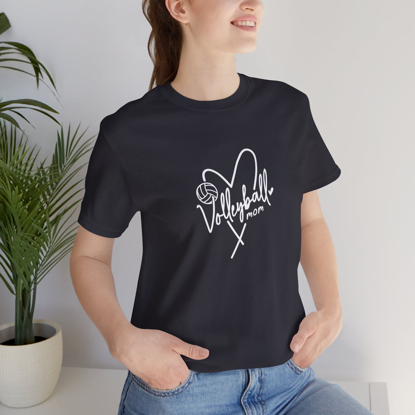 Volleyball Mom with heart minimalist White