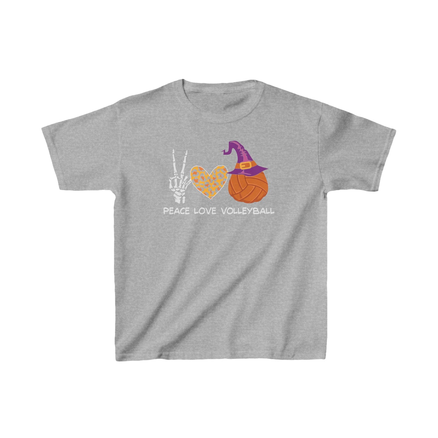 Peace Love Volleyball Halloween Witch Kids Tee