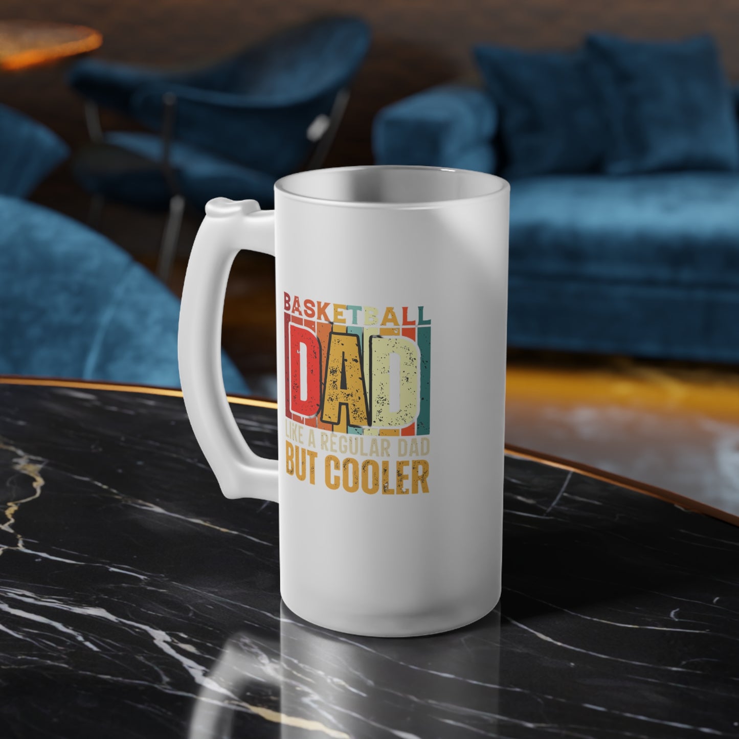 Cool Basketball Dad Frosted Glass Beer Mug