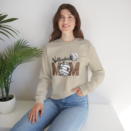 Volleyball Mom Animal Print Unisex Heavy Blend Crewneck Sweatshirt