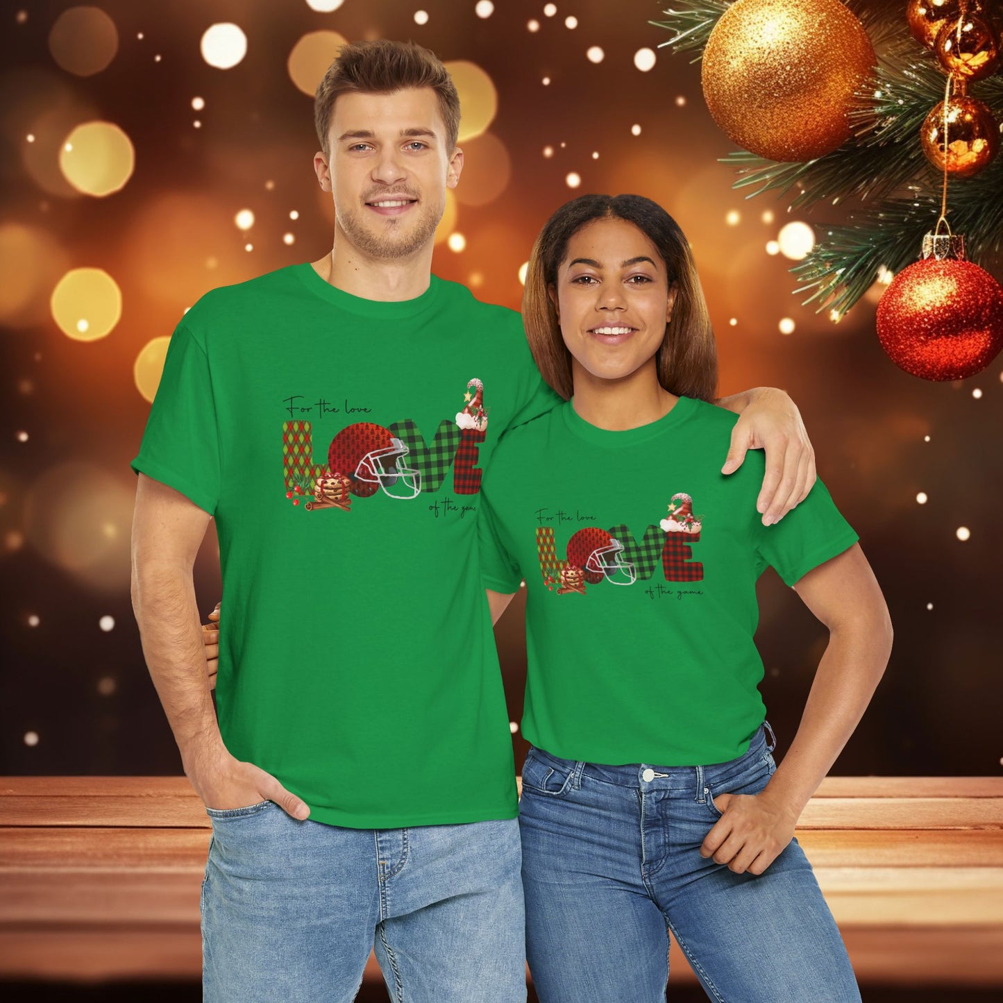 For The Love of the Game Season Christmas Unisex Tee, Football Fan Shirt, Matching Christmas Shirts, Holiday Football Shirt