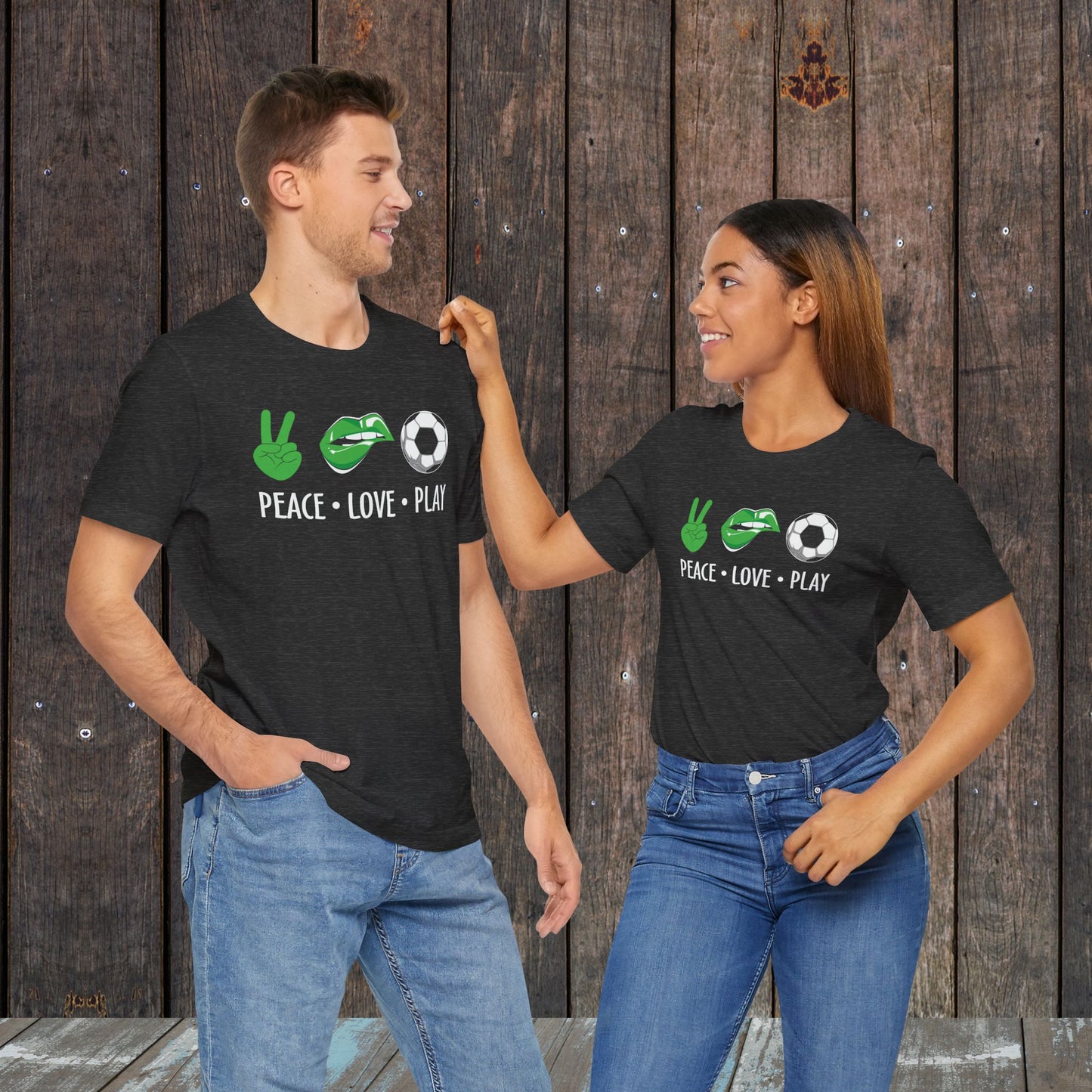 Peace love Play Soccer Christmas Matching Tee