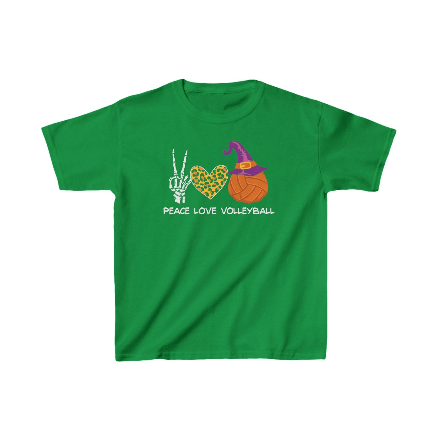 Peace Love Volleyball Halloween Witch Kids Tee