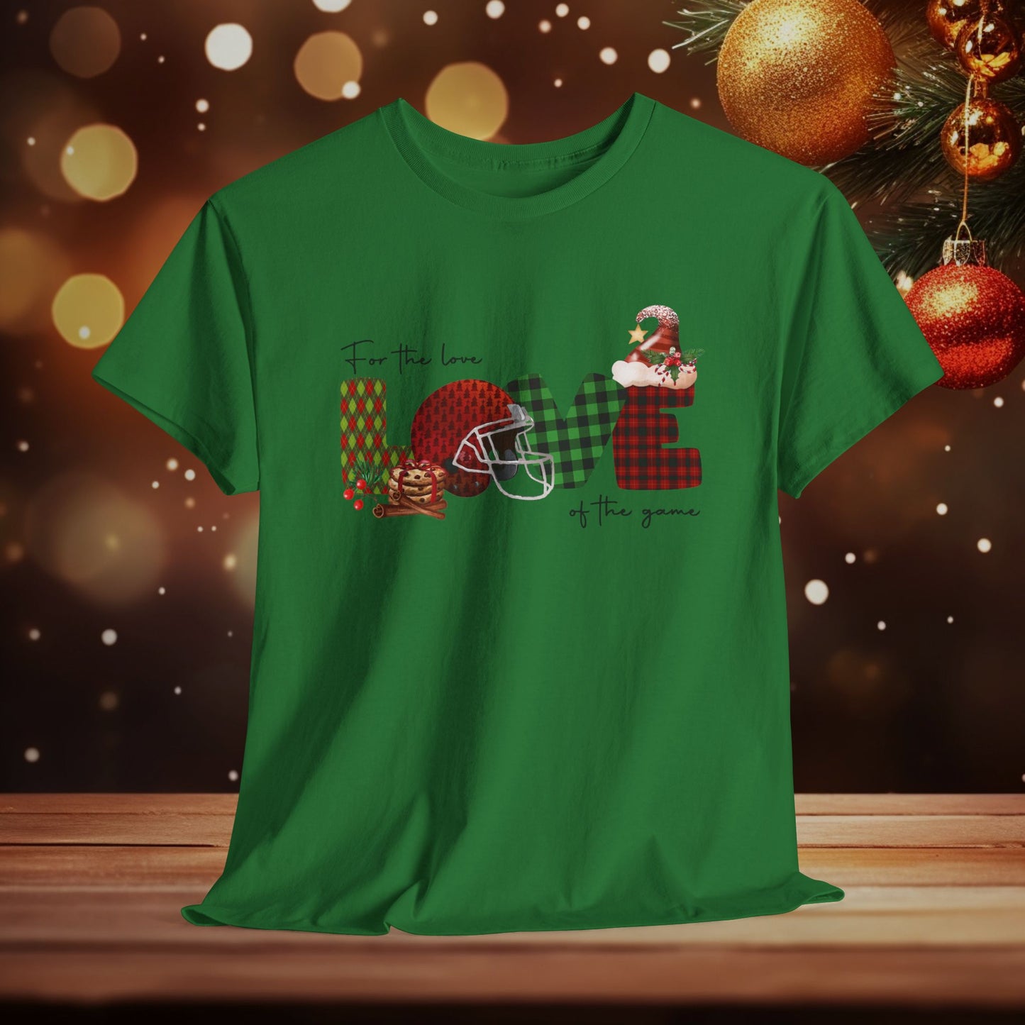 For The Love of the Game Season Christmas Unisex Tee, Football Fan Shirt, Matching Christmas Shirts, Holiday Football Shirt