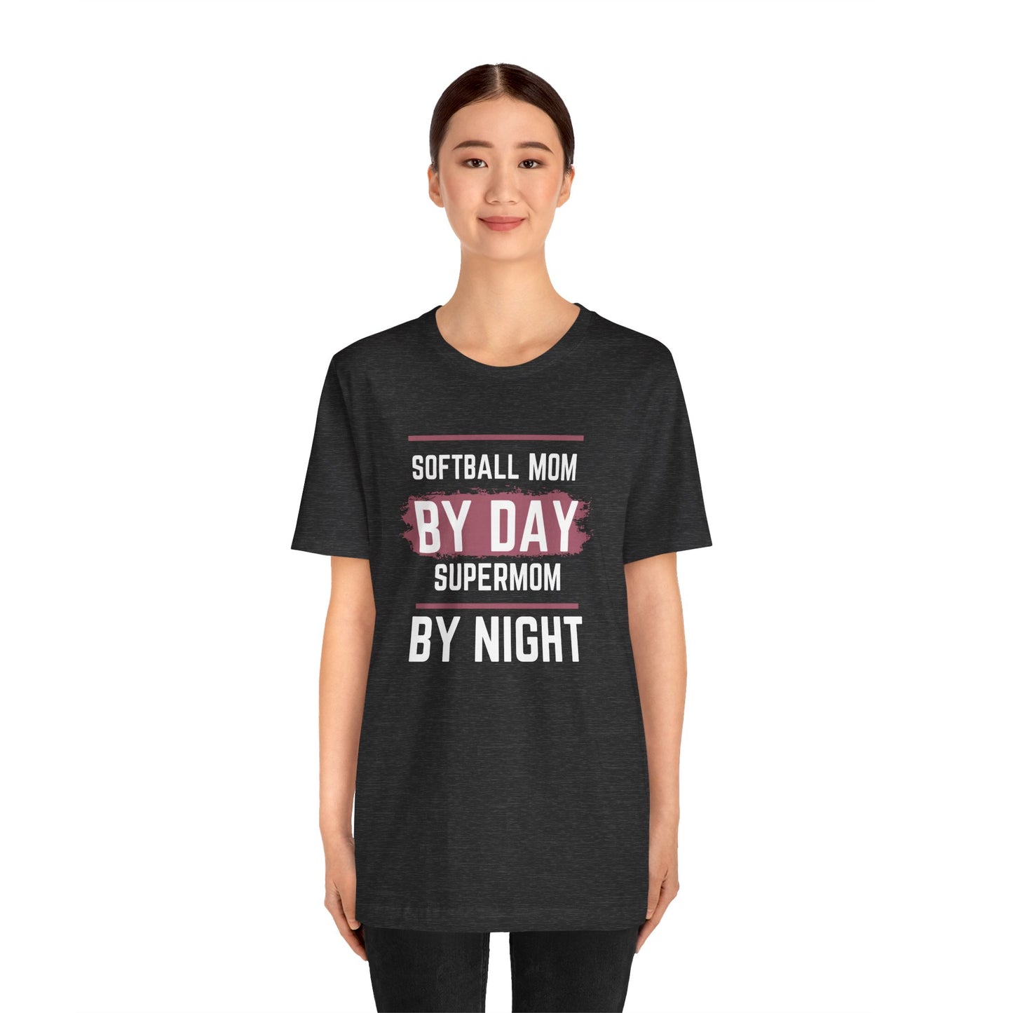 Softball mom by day Super Mom by Night Unisex Jersey Short Sleeve Tee