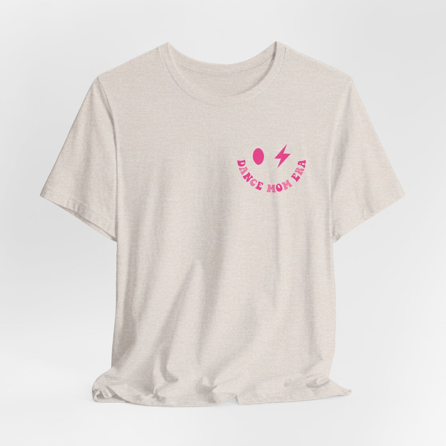 In my Dance mom era retro wavy Pink with happy face mom shirt