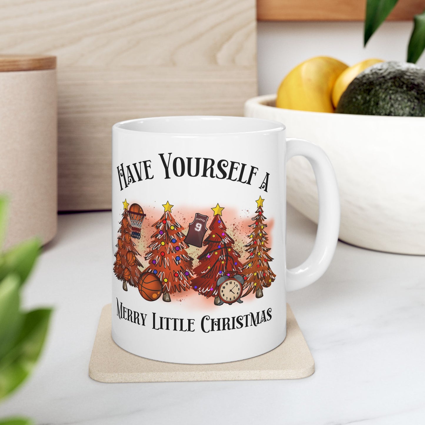 Basketball Christmas Ceramic Mug, (11oz, 15oz)