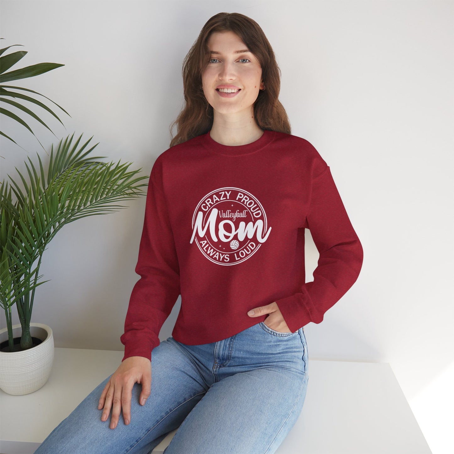 Crazy Proud Volleyball Mom Crewneck Sweatshirt