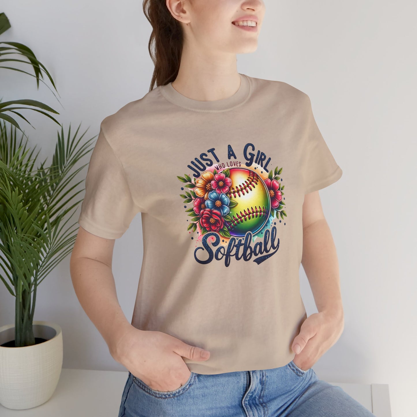 Just a girl that loves Softball floral mom shirt