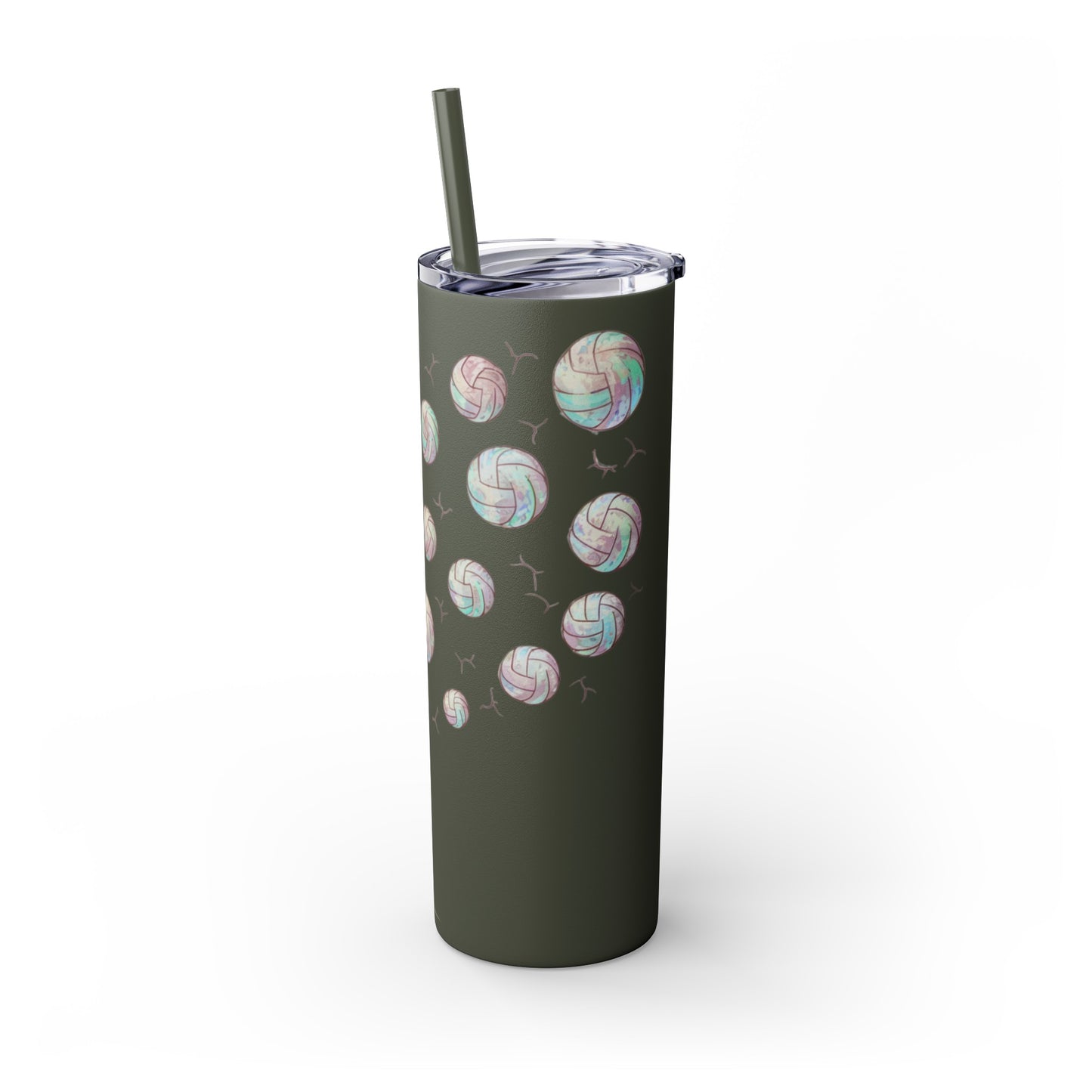 Dandelion Volleyball Mother's day gift Skinny Tumbler with Straw, 20oz