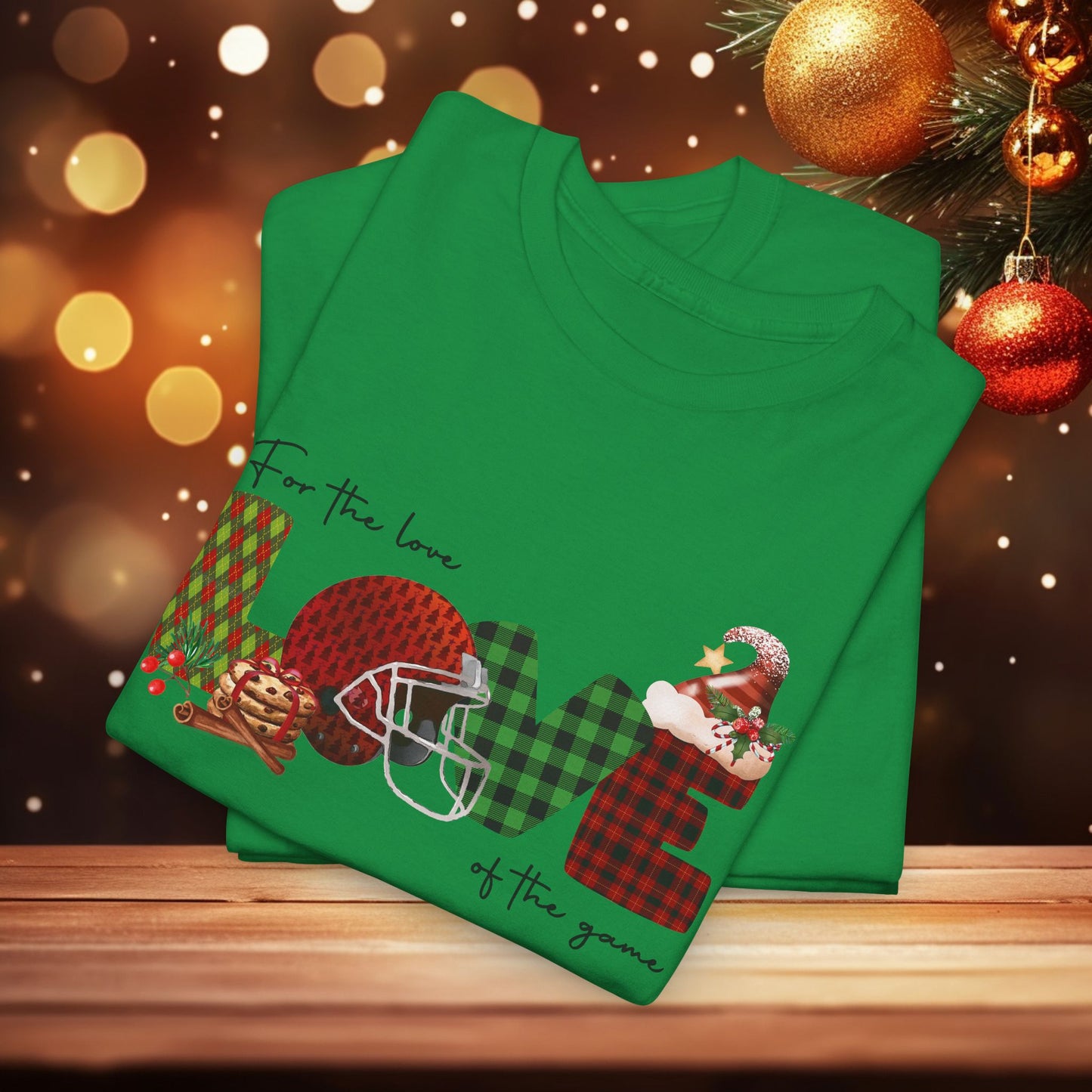 For The Love of the Game Season Christmas Unisex Tee, Football Fan Shirt, Matching Christmas Shirts, Holiday Football Shirt