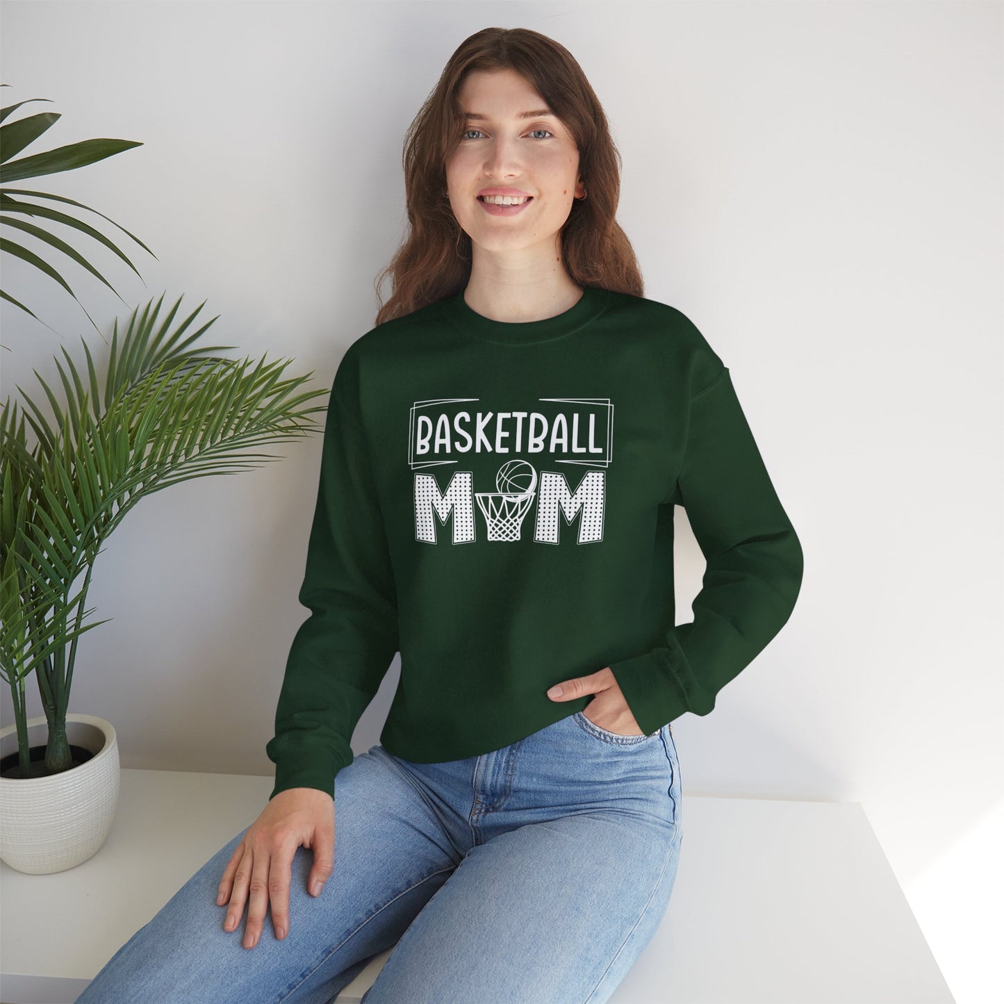 Basketball Mom Unisex Crewneck Sweatshirt with hoops