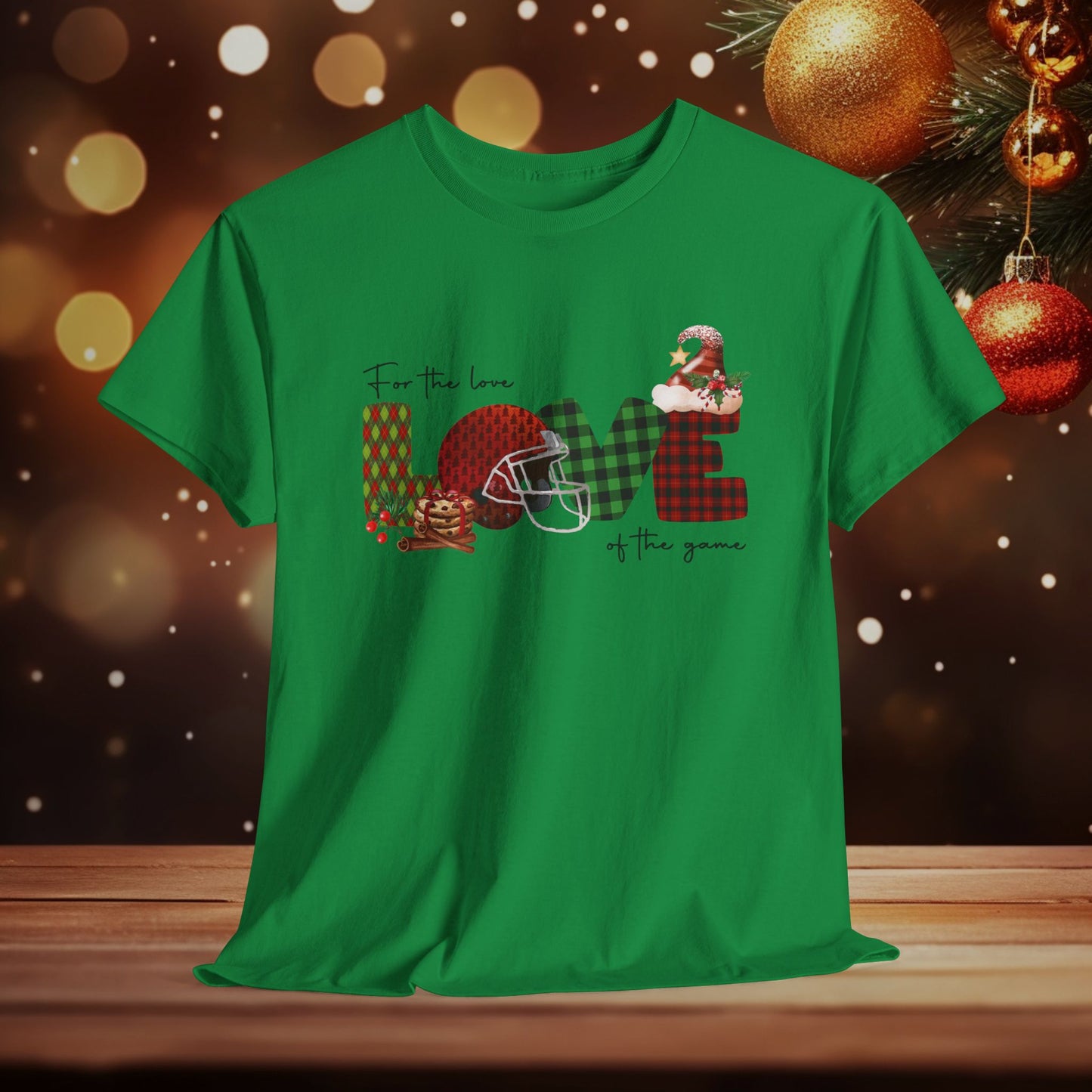 For The Love of the Game Season Christmas Unisex Tee, Football Fan Shirt, Matching Christmas Shirts, Holiday Football Shirt