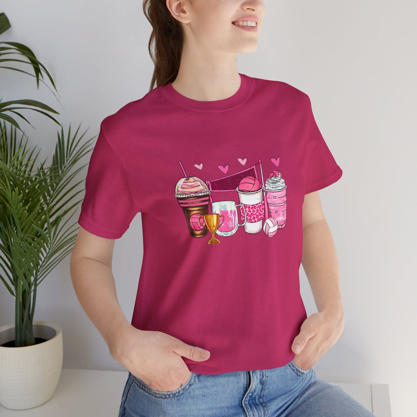 Volleyball Coffee Breast Cancer Month Womans Tshirt