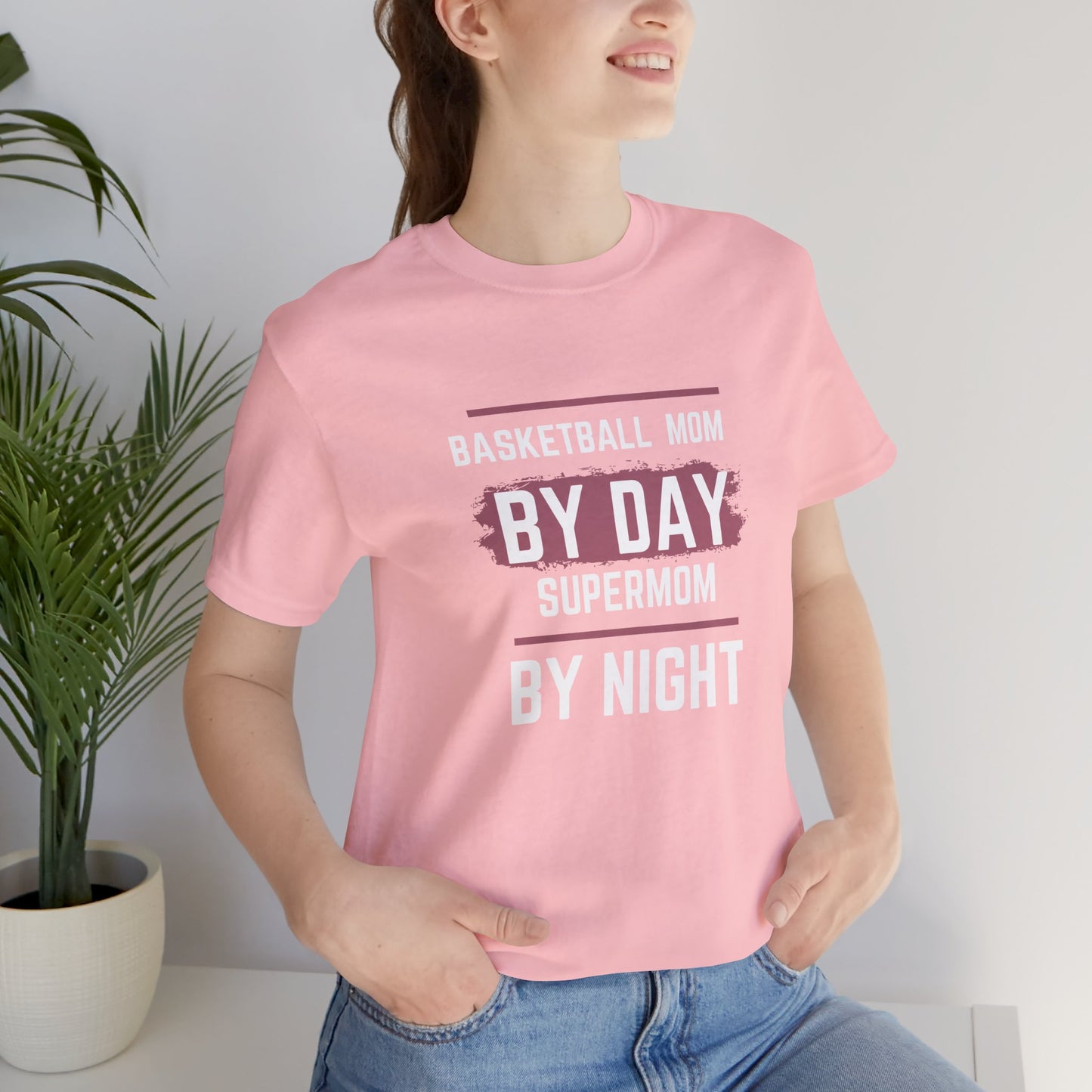 Basketball Mom by Day Super Mom by Night Unisex Jersey Short Sleeve Tee