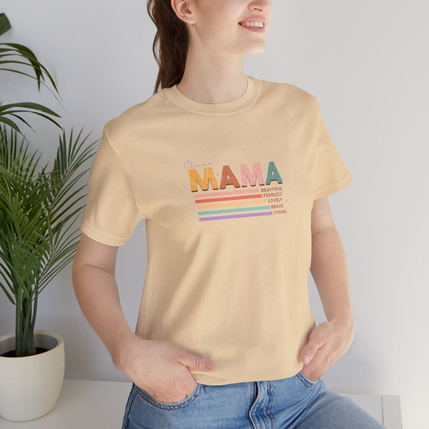 Cheer Mom Mother mama Multi Color Unisex Jersey Short Sleeve Tee