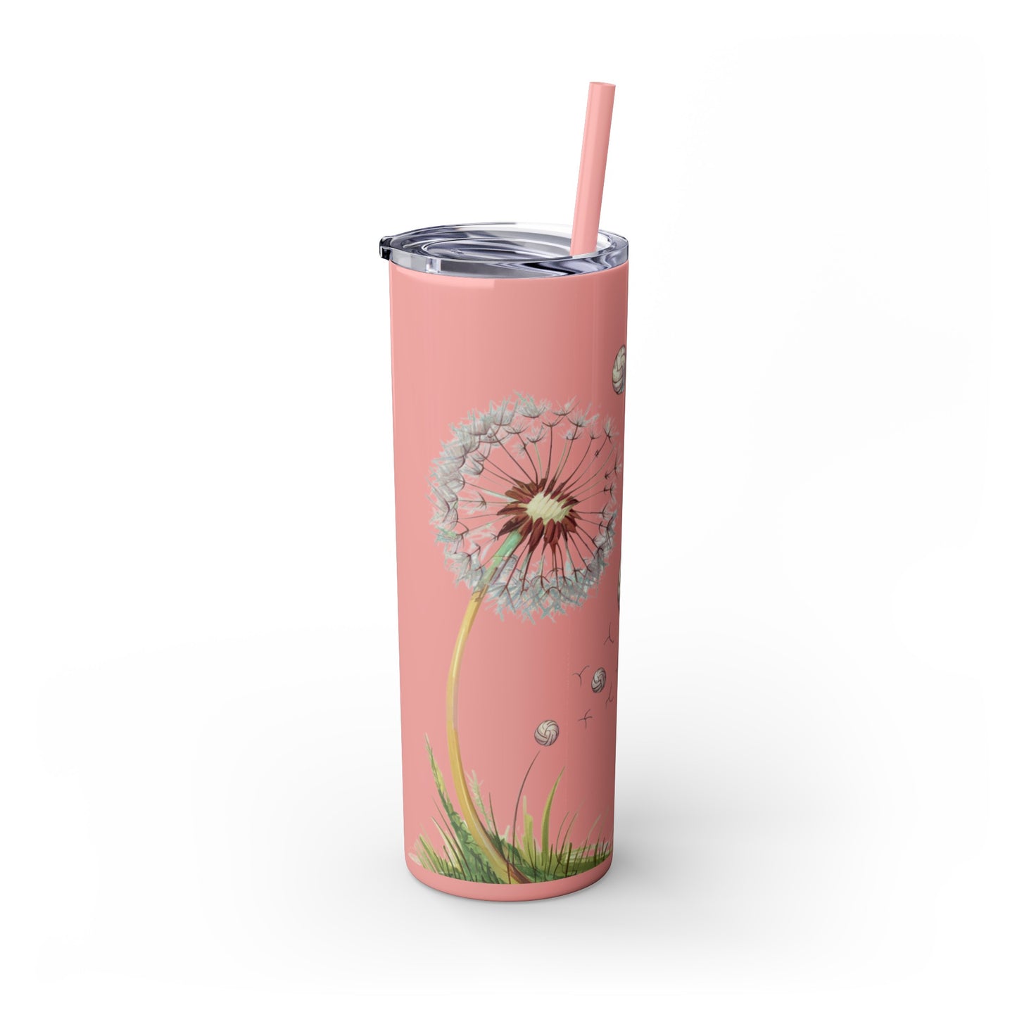 Dandelion Volleyball Mother's day gift Skinny Tumbler with Straw, 20oz