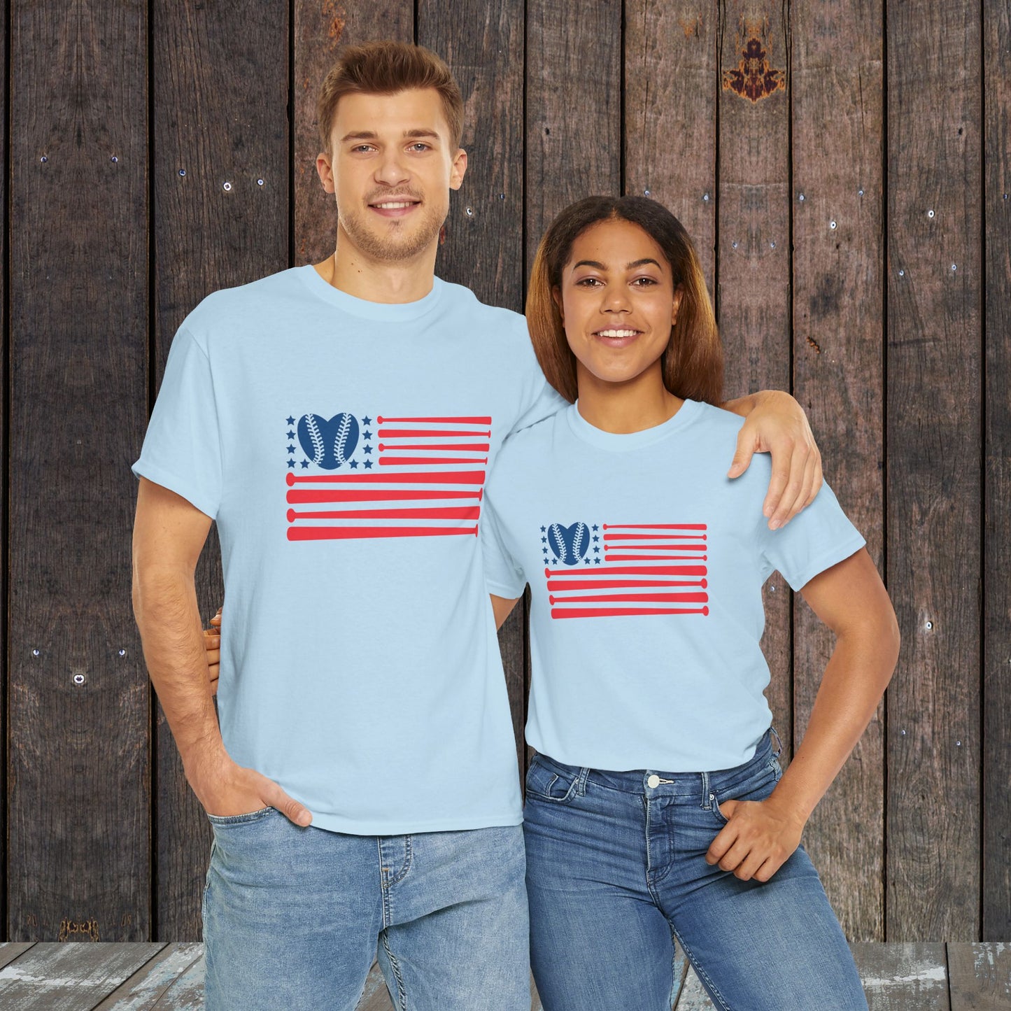 Baseball American Flag Matching game day shirts