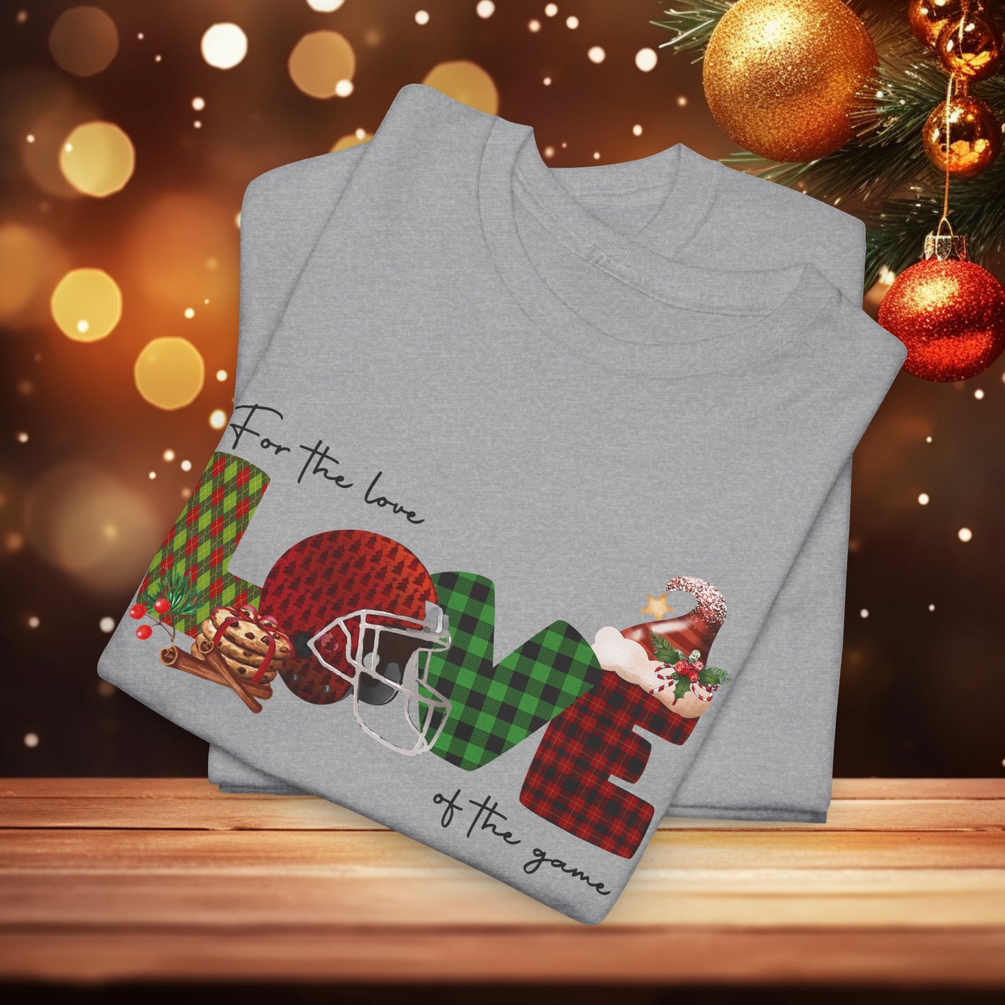 For The Love of the Game Season Christmas Unisex Tee, Football Fan Shirt, Matching Christmas Shirts, Holiday Football Shirt