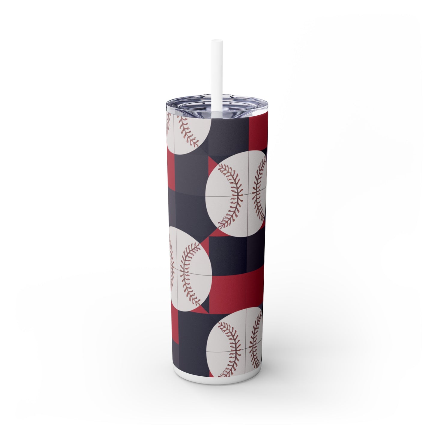 Baseball inspired Mom Skinny Tumbler with Straw, 20oz