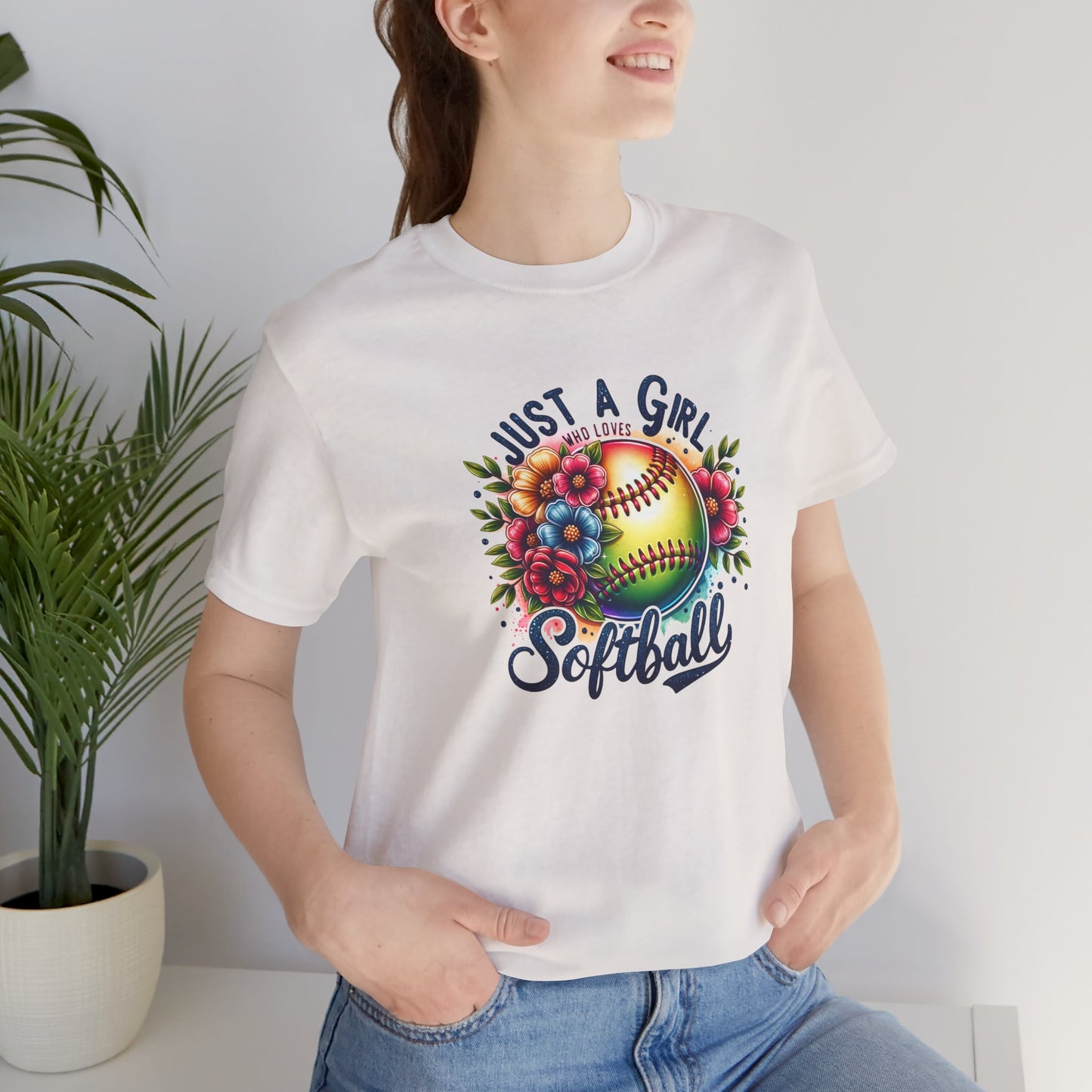 Just a girl that loves Softball floral mom shirt