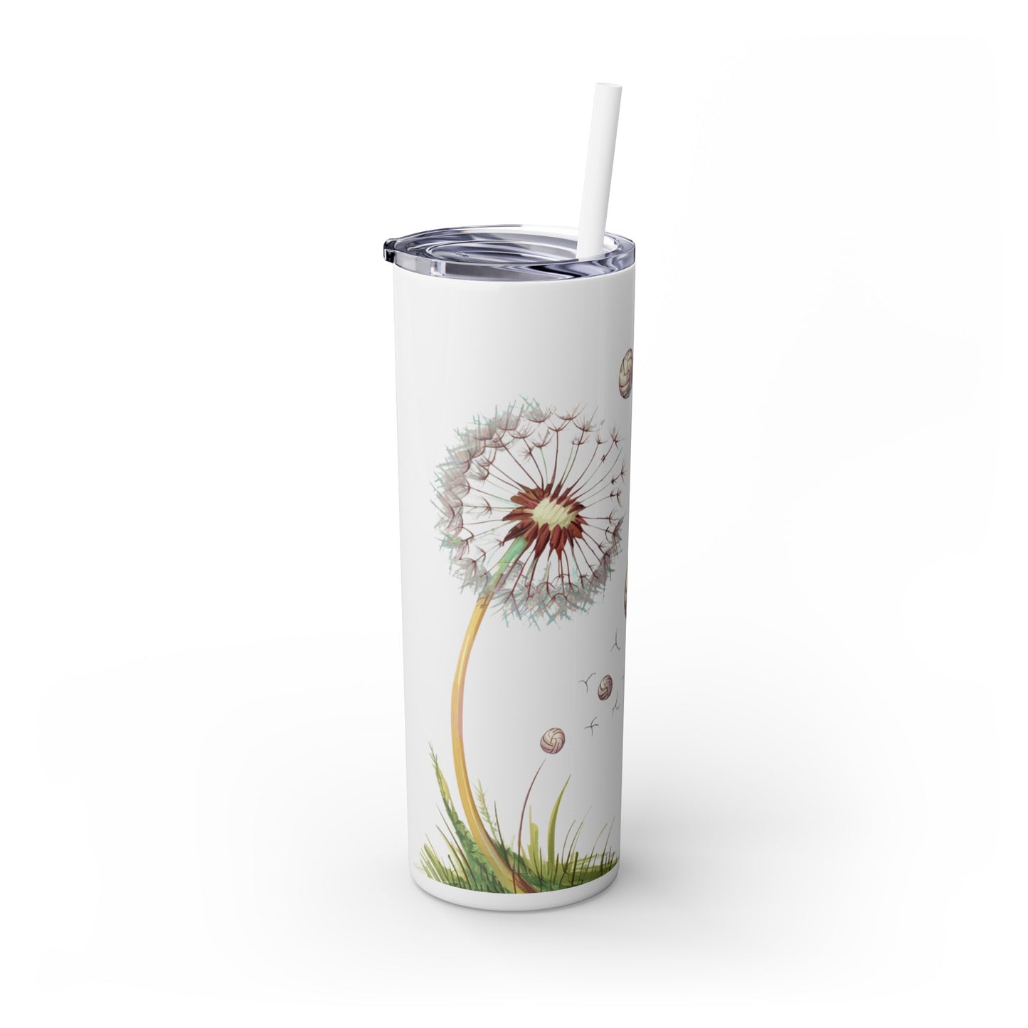 Dandelion Volleyball Mother's day gift Skinny Tumbler with Straw, 20oz