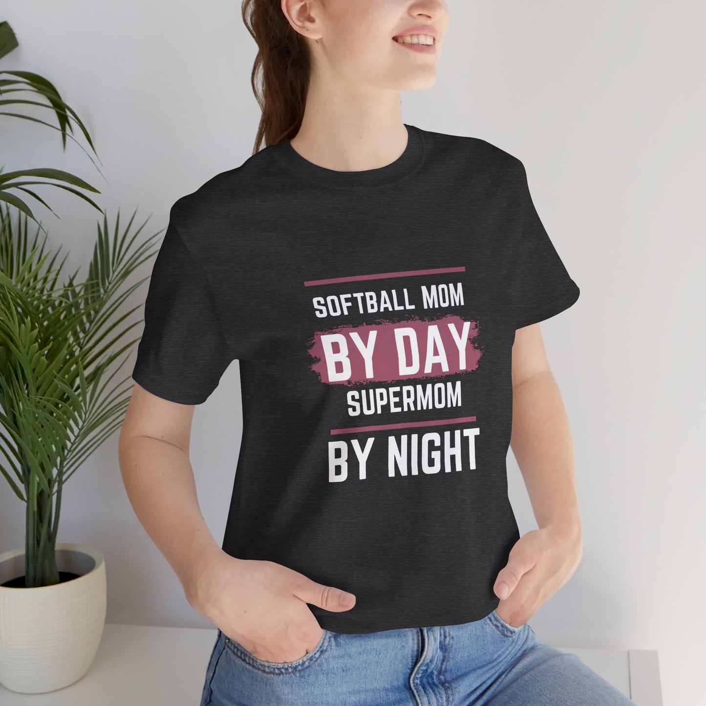 Softball mom by day Super Mom by Night Unisex Jersey Short Sleeve Tee