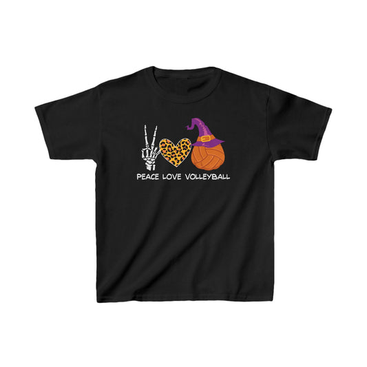 Peace Love Volleyball Halloween Witch Kids Tee