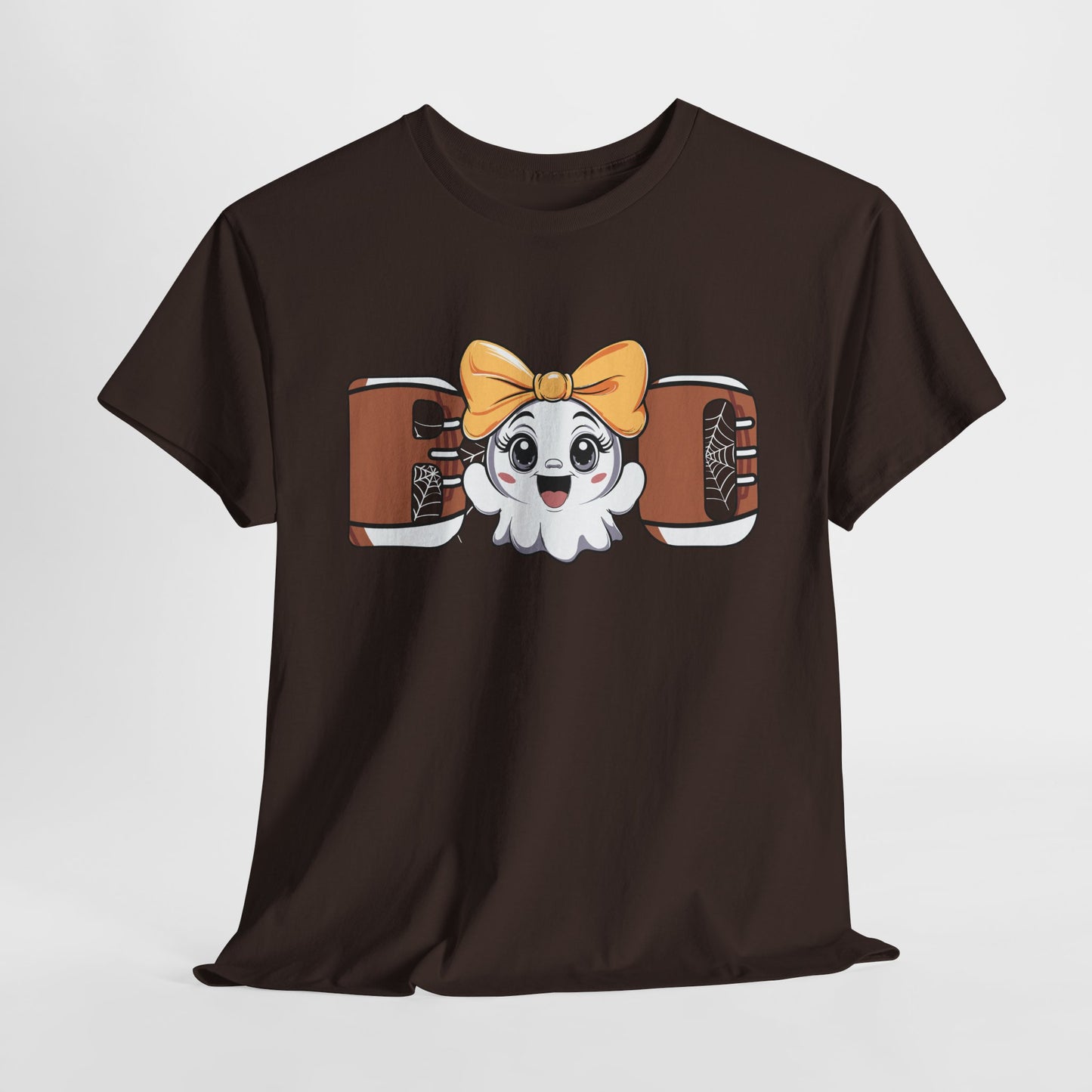 Boo Cute Football Ghost with Bow Halloween Tee