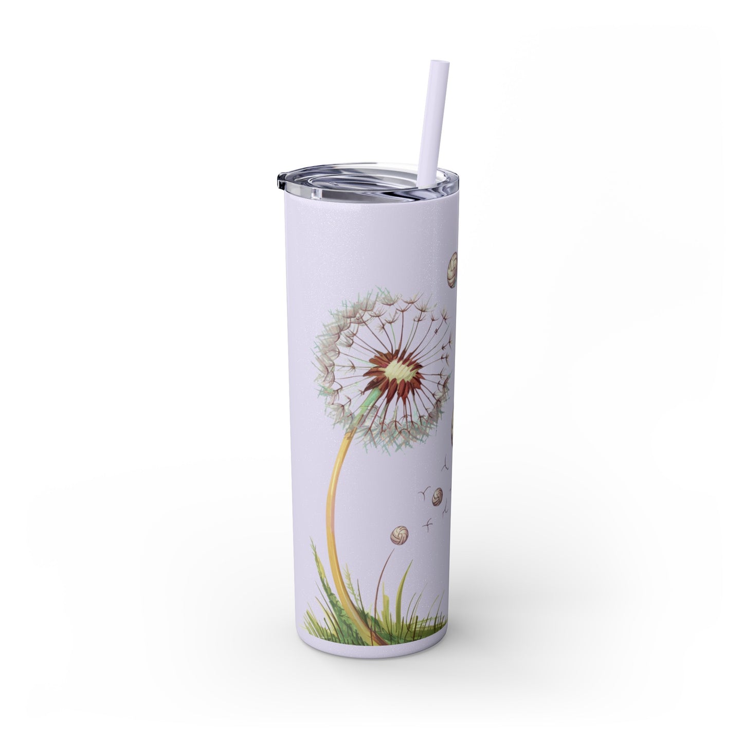 Dandelion Volleyball Mother's day gift Skinny Tumbler with Straw, 20oz