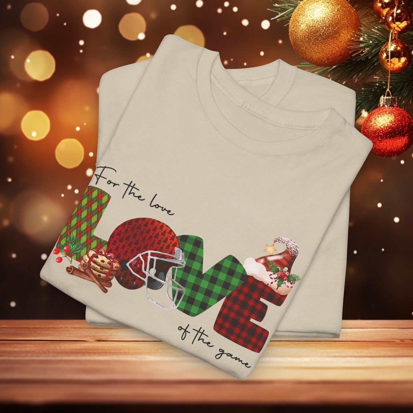 For The Love of the Game Season Christmas Unisex Tee, Football Fan Shirt, Matching Christmas Shirts, Holiday Football Shirt