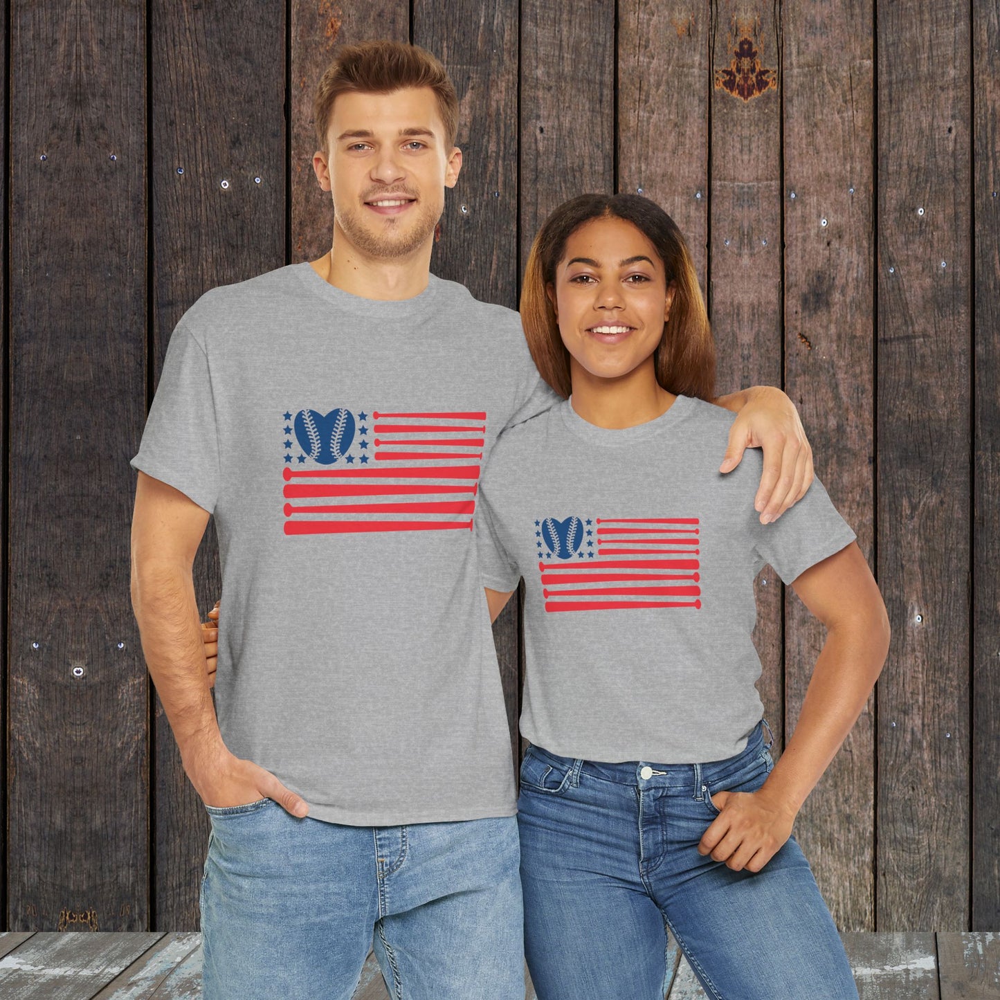 Baseball American Flag Matching game day shirts