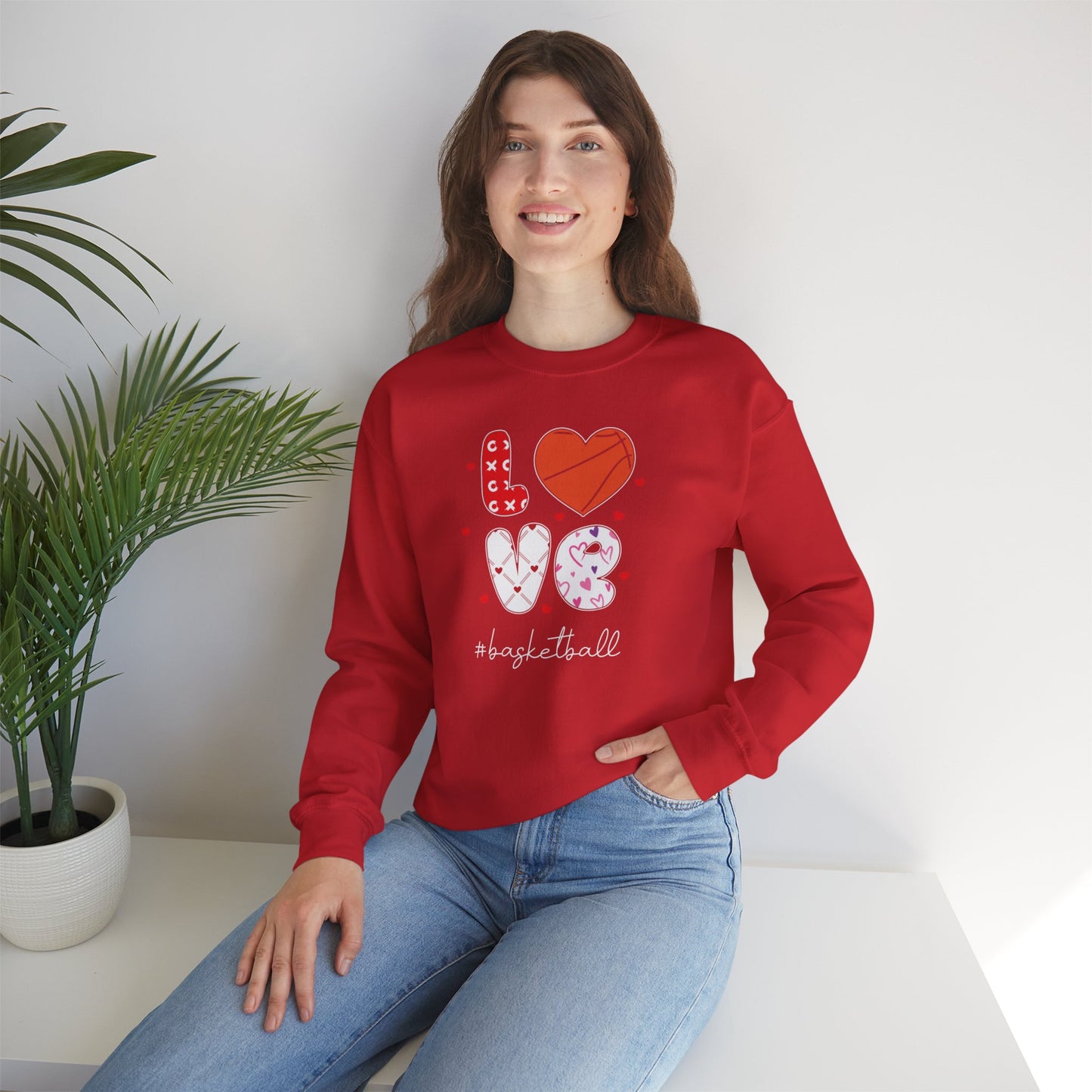 Valentines Basketball Love Crewneck Sweater