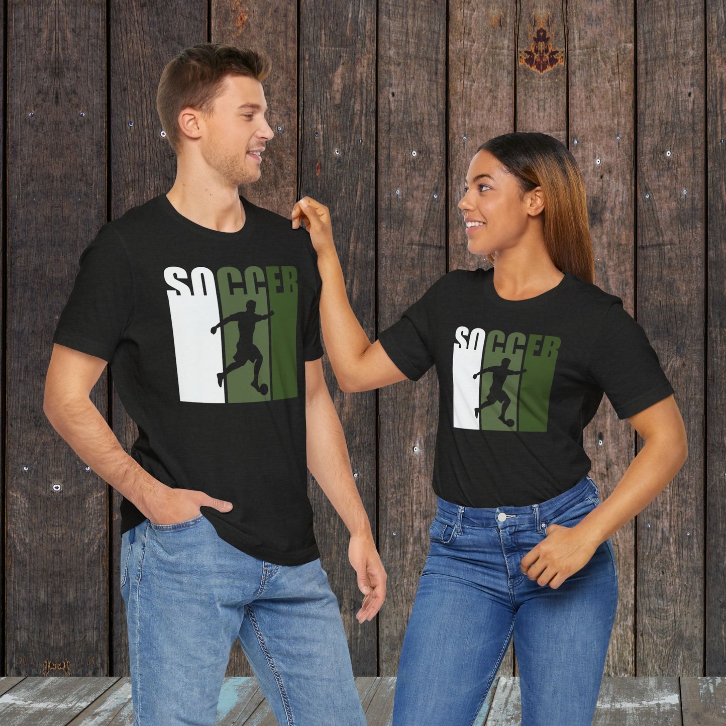 Soccer silhouette matching mother father game day shirts