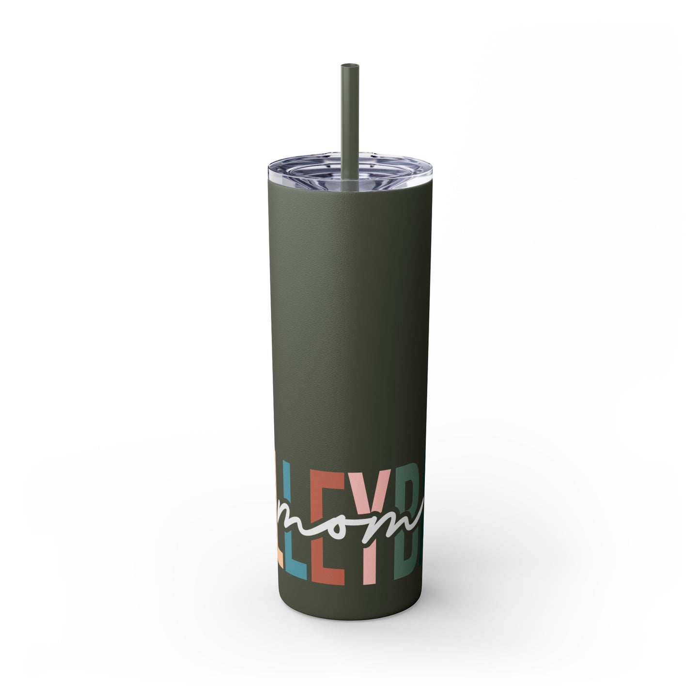 Volleyball Mom Simple Skinny Tumbler with Straw, 20oz