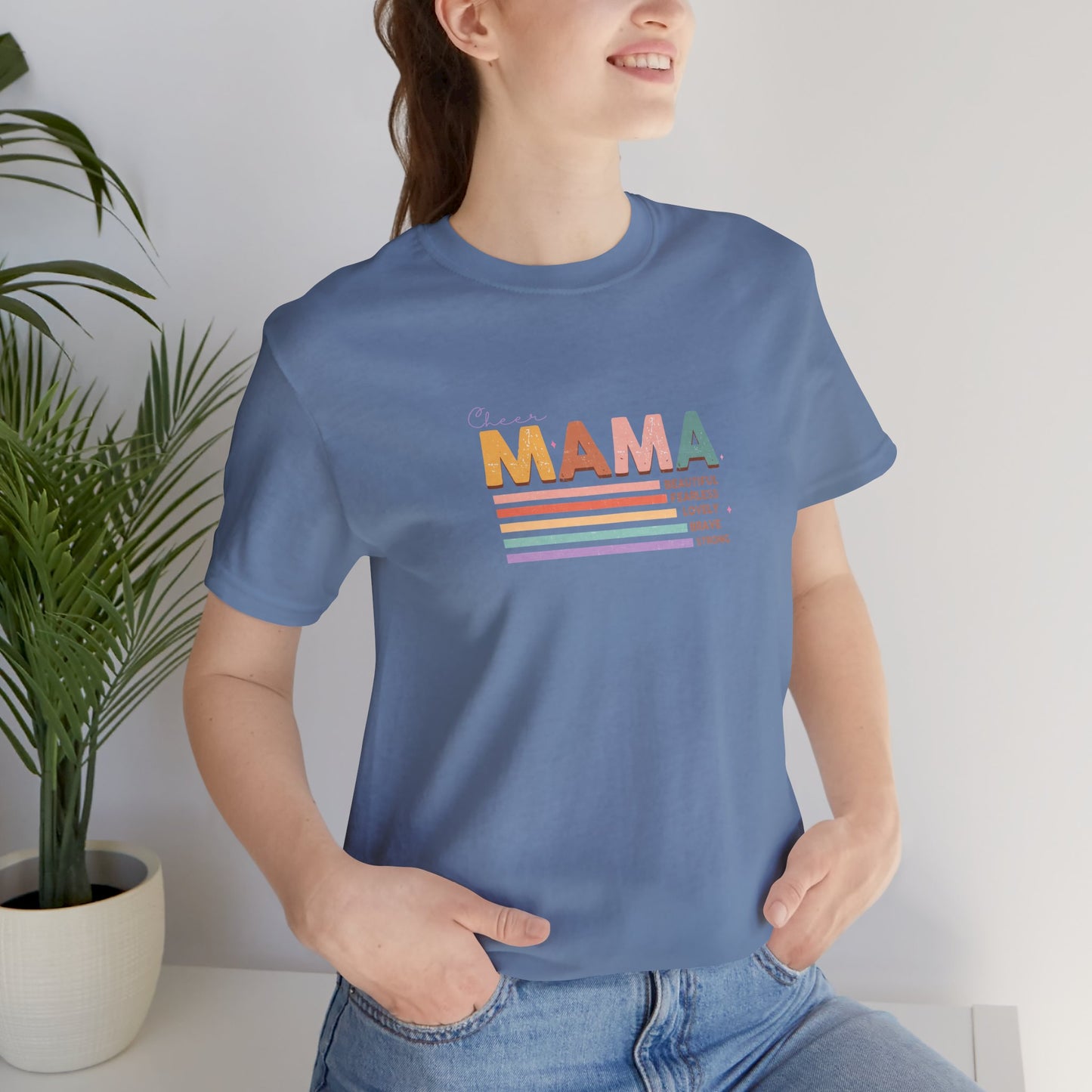 Cheer Mom Mother mama Multi Color Unisex Jersey Short Sleeve Tee