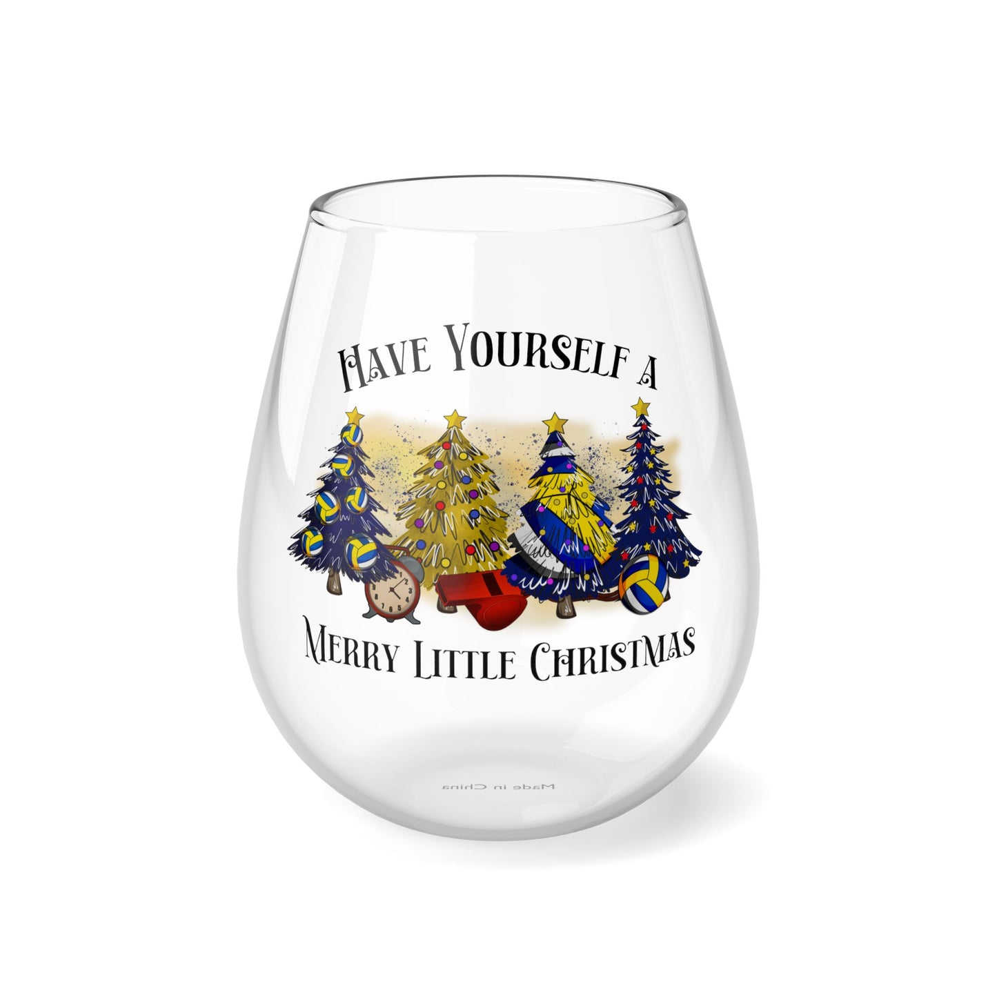 Volleyball Christmas Tree Wine Glass