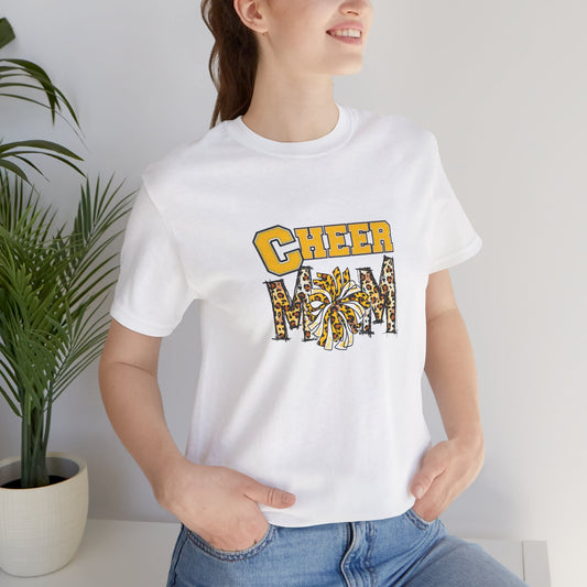 Cheer Mom Yellow Pom Poms Unisex Jersey Short Sleeve Tee