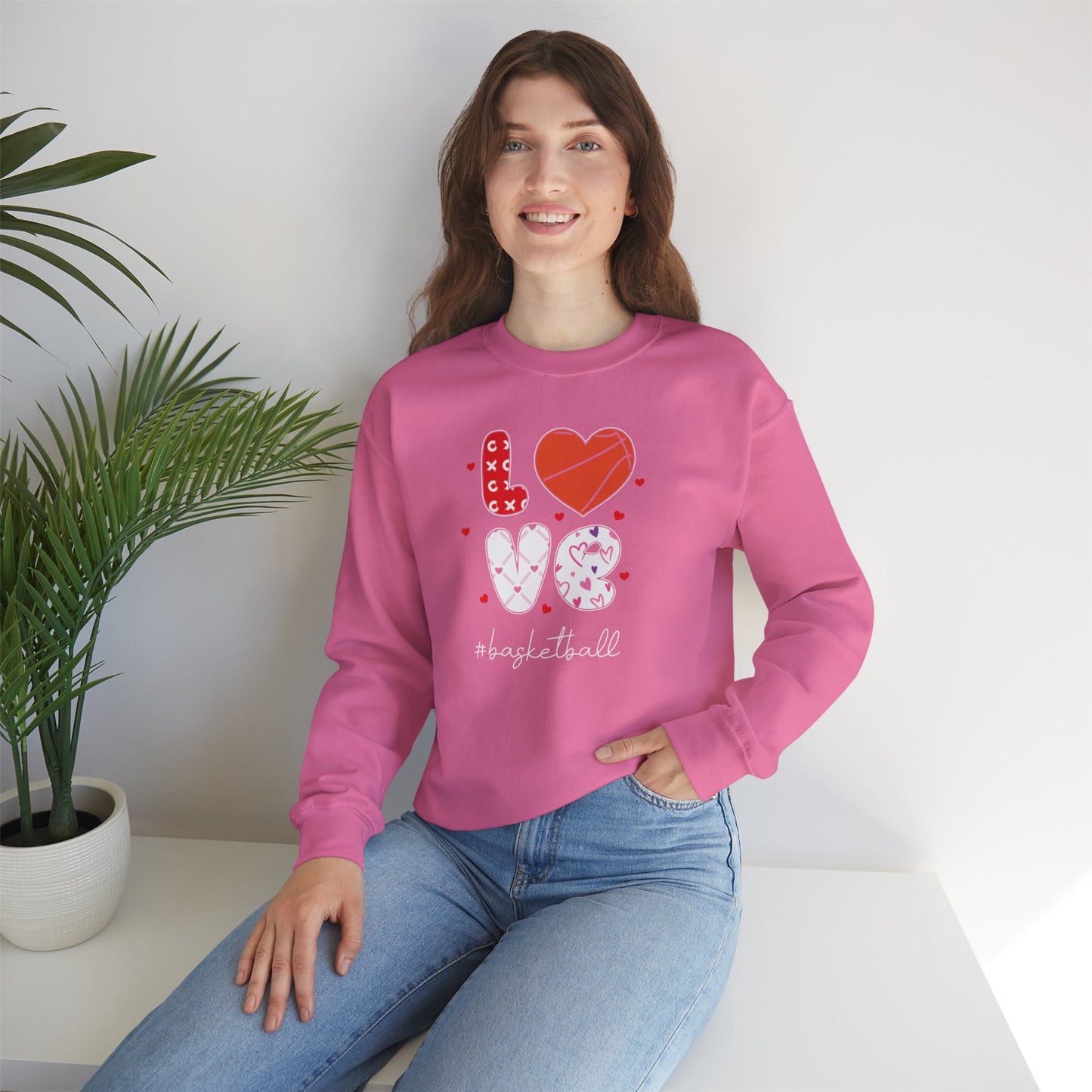 Valentines Basketball Love Crewneck Sweater