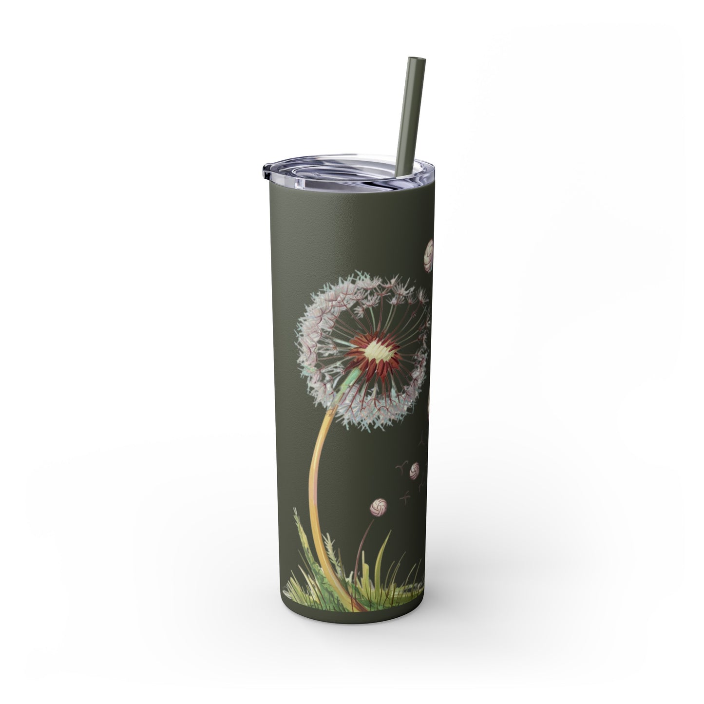 Dandelion Volleyball Mother's day gift Skinny Tumbler with Straw, 20oz