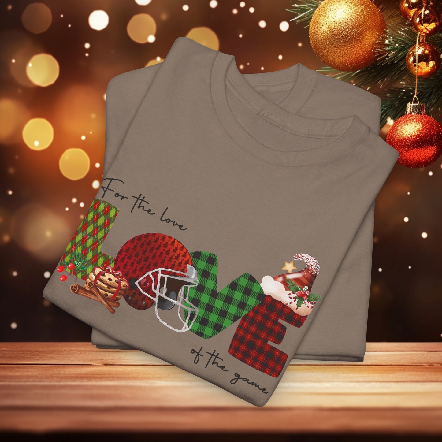 For The Love of the Game Season Christmas Unisex Tee, Football Fan Shirt, Matching Christmas Shirts, Holiday Football Shirt