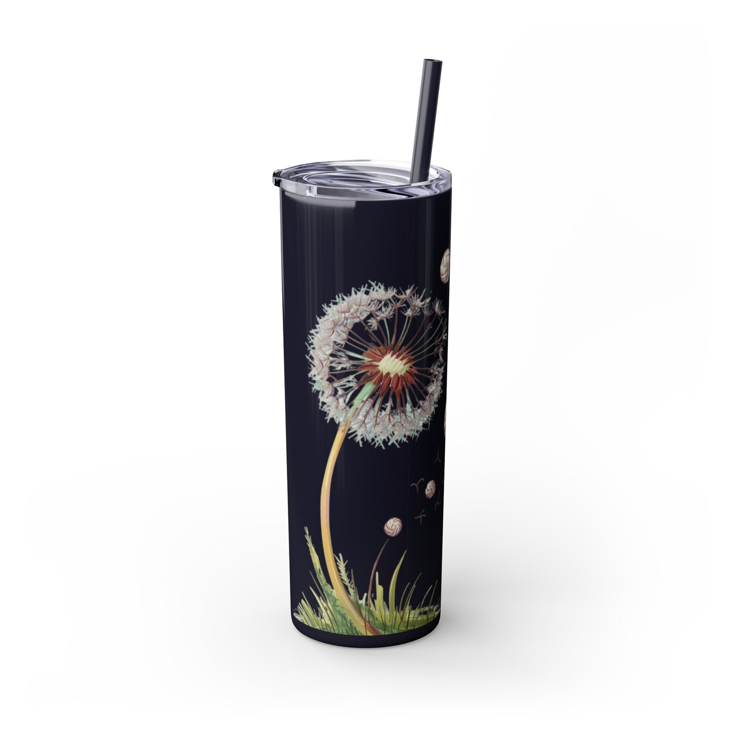 Dandelion Volleyball Mother's day gift Skinny Tumbler with Straw, 20oz