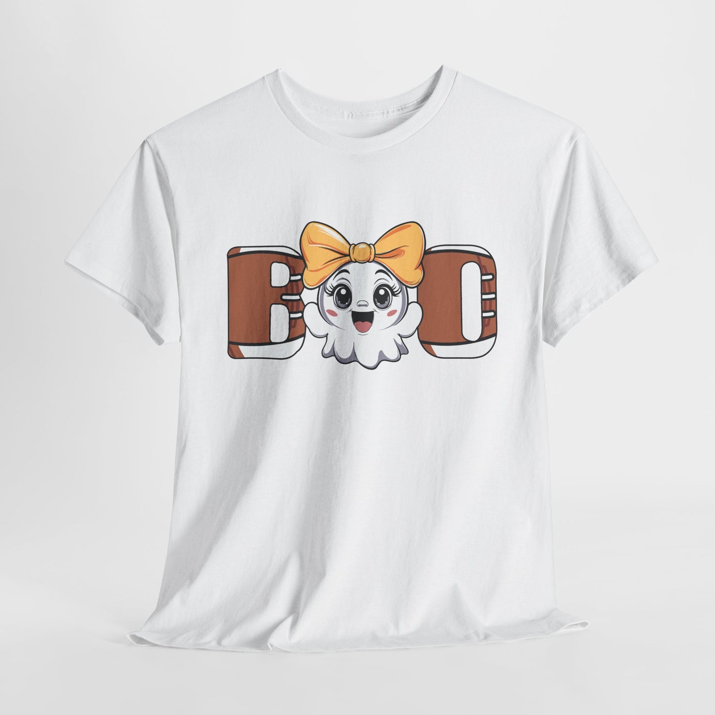 Boo Cute Football Ghost with Bow Halloween Tee