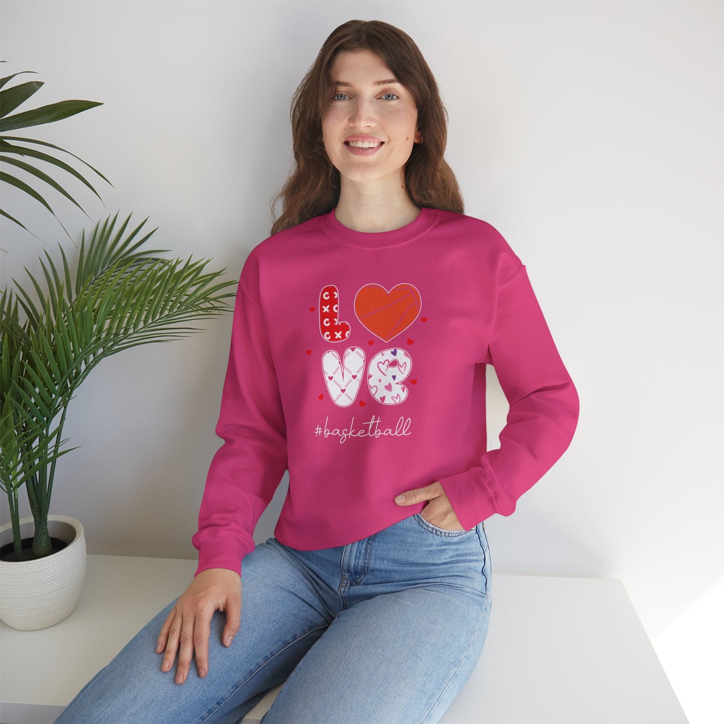 Valentines Basketball Love Crewneck Sweater