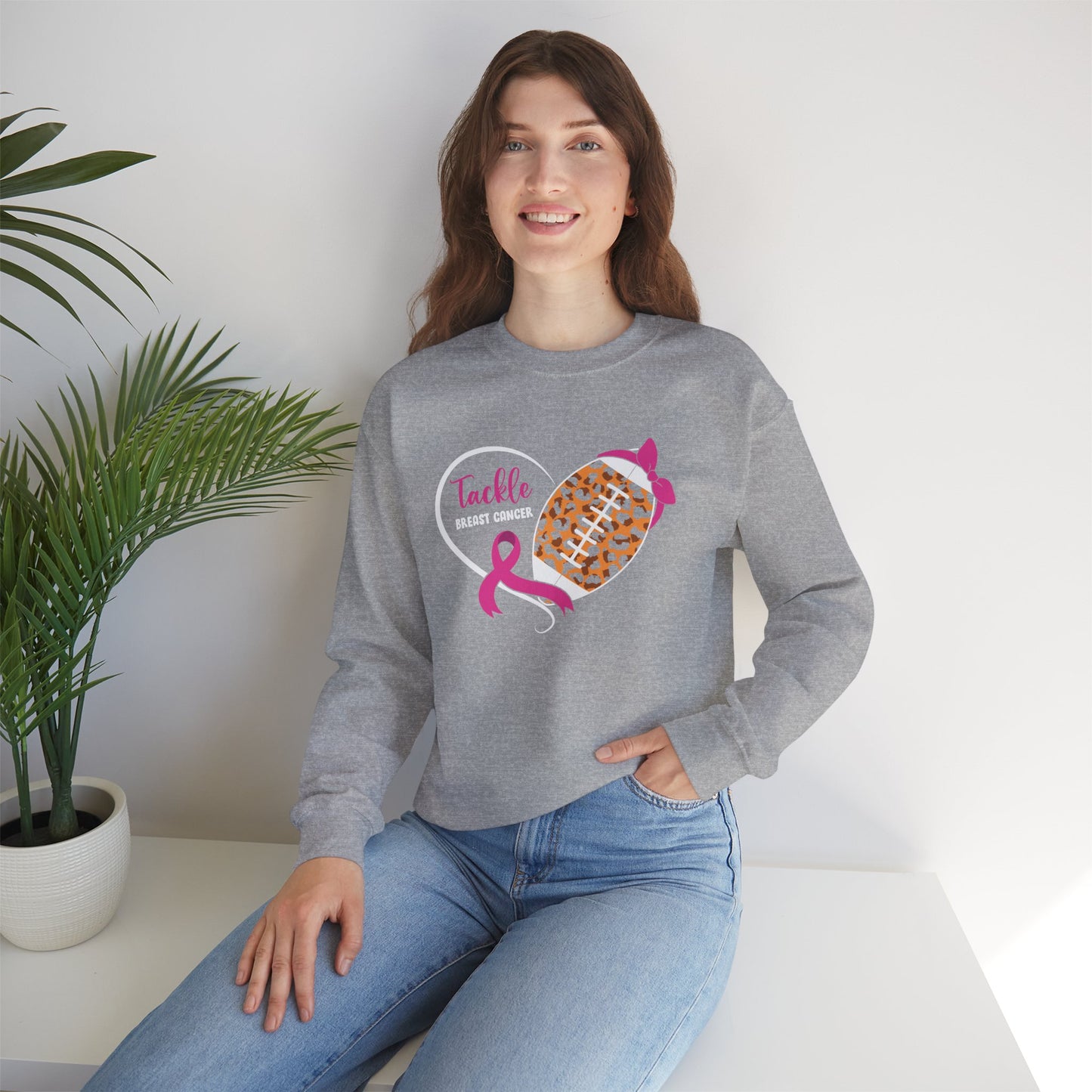 Football Tackle Breast Cancer Unisex Crewneck Sweatshirt