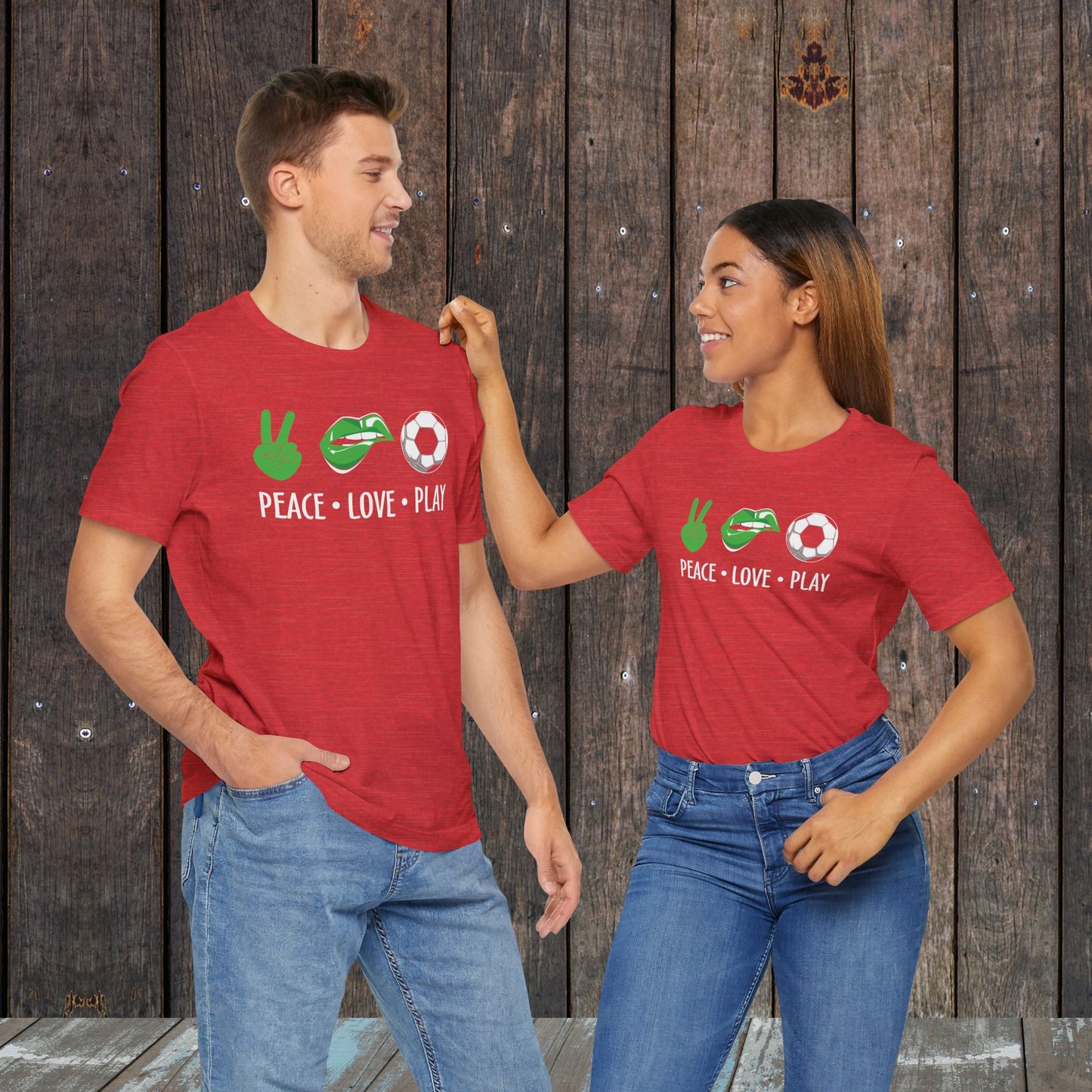 Peace love Play Soccer Christmas Matching Tee