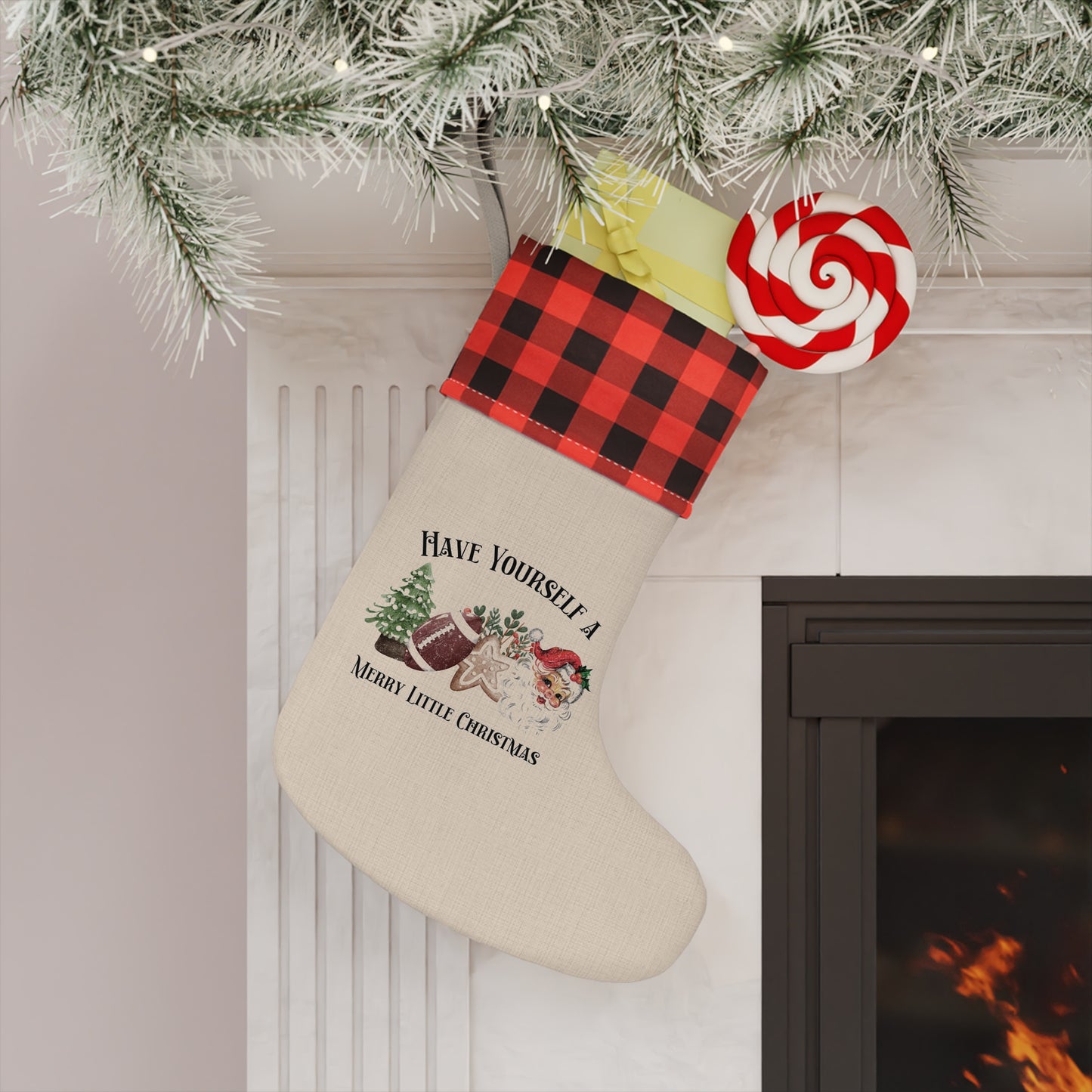 Football Santa Christmas Stocking